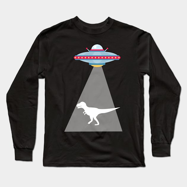 Funny UFO Dinosaur Abduction Long Sleeve T-Shirt by vladocar